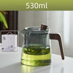 GIANXI Retro Stiklinis Arbatinukas Medine Rankena Kinų Arbatos Ceremonija Skaidrus Arbatos Servizas Puodelis Filtru Auk&scaron;to Boro Silicio Puodas 530ML