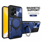 Dėklas Poco X5 Pro 5G, slankiojantis kameros objektyvo &scaron;arvuotas telefono dėklas Poko Little X5 X 5 Pro X5pro, magnetinis laikiklio žiedas, apsauginis dangtelis For Poco X5 mėlyna