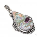 Ruby in Fuchsite Handmade Ethnic 925 Sterling Silver Pendant 2.48 i5h27