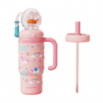 Banginio fontano gertuvė 710 ml nerūdijančio plieno gėrimo puodelis su smagiu fontano efektu, nepralaidus, nei&scaron;siliejantis puodelis su &scaron;iaudeliu vaikams ir suaugusiems G