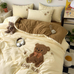 Animacinis Mink&scaron;tos Medvilnės Skalbiamas Viengulės Lovos 3 dalių Komplektas: Paklodė su guma, Paklodė, Draugi&scaron;ka odai 1.5m Bed Sheet Set for 1.5*2m Quilt