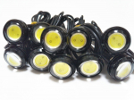 J'z court Dienos &scaron;viesos LED Vandeniui atsparus Erelio akis Didelis rutulys 23 mm 10 vnt. rinkinys Įleidžiamas (Balta/Juoda korpusas)
