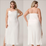 Yaoting Europos Didelio Dydžio Satino Nėrinių &Scaron;ifono Camisole Naktiniai SQ7005 2XL balta