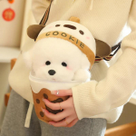 Kawaii Pliu&scaron;inis Arbatos puodelio &scaron;uo I&scaron;kam&scaron;a Mažo &scaron;uniuko lėlė Burbulinės arbatos žaislas Maži &scaron;unų žaislai vaikams Kūdikiui Geriausios gimtadienio dovanos mergaitėms 25cm