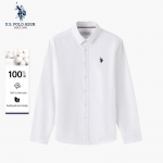 JAV. POLO ASSN.. Vyri&scaron;ki 100% medvilnės ilgomis rankovėmis, nesiglamžantys mar&scaron;kiniai 2XL/185 gryna balta spalva