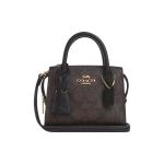 Rankinė Coach Andrea 15 su auksiniu logotipu, klasikinio monogramos ra&scaron;to dengto audinio ir lygios odos, pirkinių krep&scaron;ys, rankinė per petį, crossbody rankinė, mini CO975-IMAA8 Basic Set (Bag+Dust Bag)