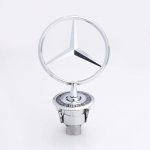 Automobilio lipdukas C200 E300 Kar&scaron;tas 2026 Skirtas Benz 1 vnt. Mercedes Benz automobilio priekinio variklio dangčio logotipas emblema Cinko lydinio ženklelis W204 W220 C180 C200