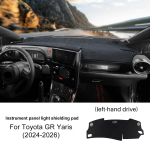 Saulės skydelio kilimėlis Toyota GR Yaris 2024 2025 2026 LHD RHD Automobilio prietaisų skydelio apsauginis kilimėlis Vasaros prietaisų skydelio pagalvėlės priedai For Left Hand Drive gray