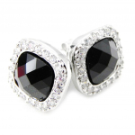 Les Tr&eacute;sors De Lily [G9427] - Boucles Argent 'Romy' Noir Blanc