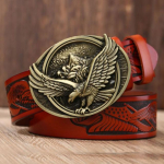&bdquo;Gfohuo&ldquo; naujos mados, laisvalaikio vyri&scaron;ki odiniai diržai, vyri&scaron;ki auk&scaron;čiausios kokybės &bdquo;Eagle Totem&ldquo; vario glotnios sagties retro stiliaus diržai, skirti vyri&scaron;kiems džinsams 110cm