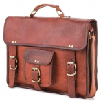 Vintažinis specialus ožkos &bdquo;Hide Real Leather Satchel Messenger Shoulder Brown&ldquo; krep&scaron;ys 15 X 11 X 5 in ruda