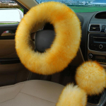 38 cm raudonas grynos vilnos vairo dangtelis, tikras avikailis, automatinis pliu&scaron;as, &scaron;iltas, pūkuotas, nery&scaron;kus automobilio priedai, moteri&scaron;ki, mergaičių automobiliai 15 orange
