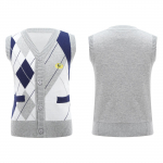 Vaikų berniukų stilingi drabužiai be rankovių V i&scaron;kirptė deimantinė tinklelio spausdinimo stiliaus mezgimo sagomis uždaroma liemenė vir&scaron;us 2-3 Years pilka