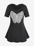 Rosegal Plus Size & Curve Beads Lace Butterfly siuvinėti mar&scaron;kinėliai