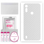 apgo Protective Skin Sticker for the back compatible with Motorola Moto E6i, Wrap Film, Foil, Vinyl - Pattern Transparent Carbon