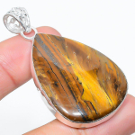 Natural Tiger Eye Gemstone Handmade 925 Sterling Silver Pendant 2.25 c7v61
