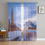 Zalcburgo vaizdas Zalcburgo miestui &Scaron;ifono permatomos užuolaidos svetainei, miegamajam, langų užuolaidos, voile, tiulis, cortinas 135W x 114H(cm)