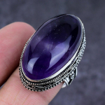 Sage Amethyst Gemstone Handmade 925 Sterling Silver Jewelry Ring Size 9 p0l29