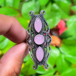 Natural Pink Chalcedony Gemstone 925 Sterling Silver Gift Ring Size 7 n8p31