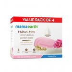 Mamaearth Multani Mitti drėkinamasis losjono muilas su Multani Mitti & Rose, skirtas aliejaus kontrolei ir spuogams 125 g (Pakuotėje 4 vnt) | Losjono muilo privalumai