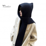 Megzta kepurė su integruotu &scaron;aliku, neperpučiama, stora galvos apdanga, apgaubianti dizaino kepurė, ausų apsauga, fotografavimo kepurė, reversinis &scaron;alikas, lauko kepurė vyno raudonos spalvos