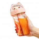420ML Dvigubas gėrimo puodelis Atskiras puodelio kra&scaron;tas Apsauga nuo dulkių Dangtelis Apsauga nuo pratekėjimo Atsparus kar&scaron;čiui Dvigubi &scaron;iaudeliai Gėrimo butelis Mokyklinis priedas rožinė