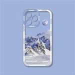 Estetinis Snow Mountain skaidrus telefono dėklas, skirtas iPhone 16 15 14 13 12 11 Pro Max X XR XS Prabangus skaidrus, mink&scaron;tas silikoninis smūgiams atsparus dangtelis iPhone 16 Plus