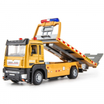 Simuliacinis lydinio sunkvežimio modelis 1/32 lieto metalo plok&scaron;čiadugnis priekabos sunkvežimis su garsu ir &scaron;viesa, nuimamas statybinės technikos traktoriaus žaislas, berniukų, vaikų dovana geltona
