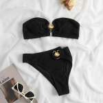 Dviejų dalių spalvų blokų bikini maudymosi kostiumėlis moterims, seksualus mažas pažastų dryžuotas maudymosi kostiumėlis S