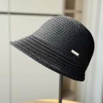 Pavasario ir vasaros nauja megzta kvėpuojanti žvejo skrybėlė vaiki&scaron;ka nuo saulės skrybėlė sulankstoma kibirėlio skrybėlė ONE SIZE juoda