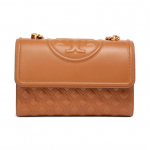 Tory Burch Fleming Deimantais Dygsniuotas Reljefinis Spaudinys Kutas Pakabukas Pintas Grandinėlės Atvartas Avikailis Crossbody Peties Rankinė Didelės Moteri&scaron;kos Rankinės Ruda 76997-200 Basic Set (Bag+Dust Bag)