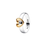 Pandora Moments Žvilgantis dviejų spalvų &scaron;irdelės žiedas moterims žiedai 162504C00 56