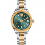 Versace V12050016 Hellenyium Dvispalvis Žalias Moteri&scaron;kas Laikrodis 35mm žalia