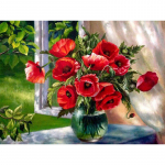 Deimantinis siuvinėjimas Raudonos gėlės Rankų darbo dovanų pilni rinkiniai Deimantinio siuvinėjimo kryžiumi Kalnų kri&scaron;tolų paveikslėlis 20X30CM