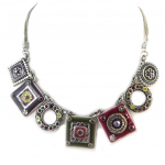 Les Tr&eacute;sors De Lily [C5458] - Collier Cr&eacute;ateur 'Esmeralda' Rose Violet Gris ry&scaron;kiai rožinė
