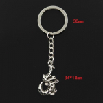 Madingas 30 mm raktų pakabukas Metalinis raktų pakabukas Raktų pakabukas Juvelyriniai dirbiniai Antikvariniai dažyti aligatorius krokodilas 34x18 mm pakabukas sidabras