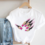Moteri&scaron;ki vasaros mados mar&scaron;kinėliai trumpomis rankovėmis Juokingi nagų dailė Nail Art Lady Print Tee Top Moteri&scaron;ki drabužiai Kasdieniai grafiniai mar&scaron;kinėliai S