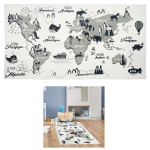 Les Tr&eacute;sors De Lily [A1253] - Tapis coton 'Mappemonde' gris blanc - 140x70 cm
