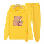 Vyri&scaron;kas sportinis kostiumas Kawaii Bubble Tea Capybara Hoodie Moteri&scaron;ki Vyri&scaron;ki estetiniai grafiniai gobtuvų rinkinys Unisex Harajuku megztiniai megztiniai S