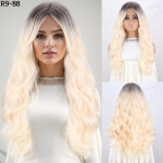 Sintetiniai ilgi banguoti perukai Mi&scaron;rūs rudi &scaron;viesūs perukai su kirpčiukais Prailginti natūralūs perukai moterims kasdieniniam vakarėliui 60CM