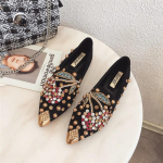 2024 Batai moterims Plok&scaron;čiapadžiai Batai Prabangūs Kristaliniai Laisvalaikio Smailianosiai Laisvalaikio Batai Patogūs Madingi Odiniai Įsispiriami Mokasinai 35 juoda