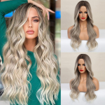 Sintetiniai nėriniuoti perukai moterims Ombre &scaron;viesūs nėriniuoti perukai Body Wave 26 colių ilgio banguoti Cosplay perukai T dalis nėrinių perukai, atsparūs kar&scaron;čiui LC5118-1