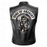 Sons of Anarchy Odinė striukė Liemenė Vyri&scaron;ka Motociklo Pavasarinės Striukės SOA Punk Juoda Motorrad Gilet L juoda
