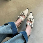 Slingback Shoes Gothic Chunky Heels Moteri&scaron;kos Siurblys Kniedės Street Style Vidutinio kulno Punk Vintažinis laisvalaikio sandalai 2024 m. pavasario vasara 34
