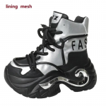 Madingi 8CM Žieminiai Stori Batai Moterims &Scaron;ilti Su Storu Plauku Sniego Ankle Boots Platforminiai Odiniai Auk&scaron;takulniai Sportbačiai Moteri&scaron;ki Motociklininkų Batai 35