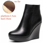 8cm 10cm Mažas dydis 33-41 Patogūs rudens žiemos tikros odos batai Platformos plei&scaron;tai Batai 2025 Auk&scaron;ti kulniukai Ankle Botas Biurui 41 black