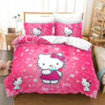 Sanrio Hello Kitty antklodės užvalkalas Anime Pilnas Rožinis Animacinis Dvigulės lovos užvalkalas Odai draugi&scaron;kas Kvėpuojantis Mielas spausdintas antklodė Patalynė AU Single(140*210cm)3pcs
