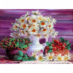 Deimantinis siuvinėjimas Balta margutė ir vaza Deimantų tapyba deimantais mozaikinis siuvinėjimas kryželiu 20X30CM
