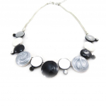 NOA [J4219] - Collier Cr&eacute;ateur 'Coloriage' noir gris pilka