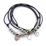 Les Tr&eacute;sors De Lily [J7003] - Bracelet cr&eacute;ateur 'Peace and Love' noir